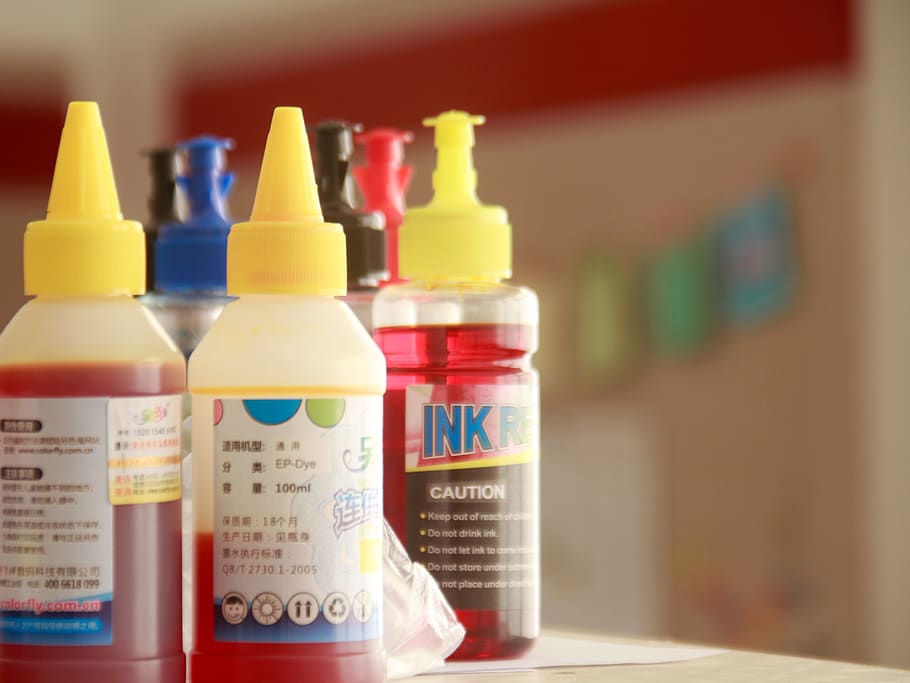 ink, colorful, rainbow, epson, bottle, variation, choice, container