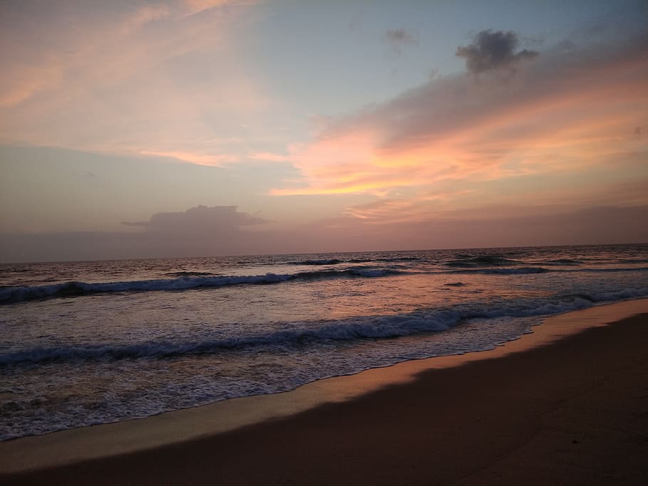 india, candolim, 573, sea, sky, water, beach, sunset, land HD wallpaper