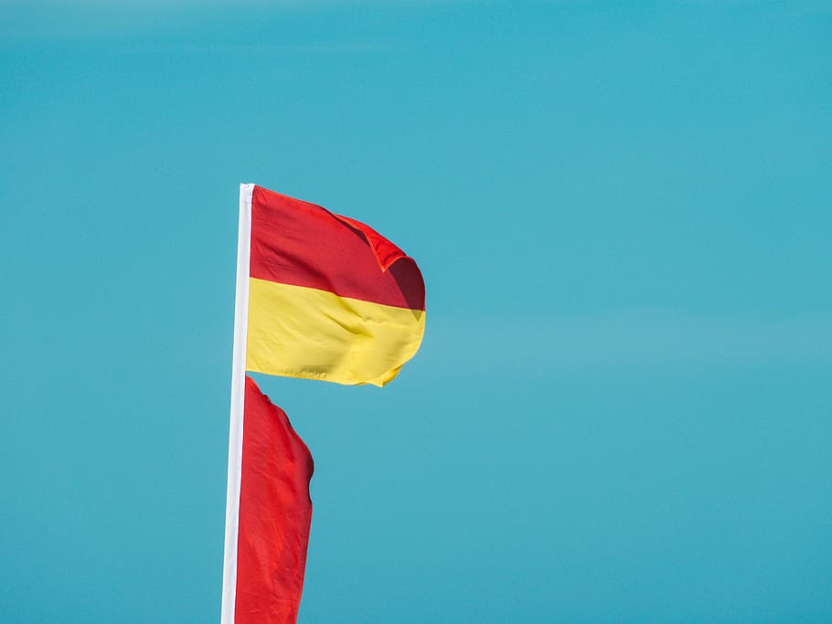 red and yellow flag, symbol, american flag, leisure activities, HD wallpaper