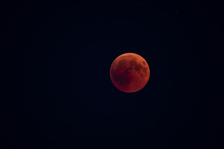 red moon, night, lunar eclipse, outdoors, outer space, universe HD wallpaper