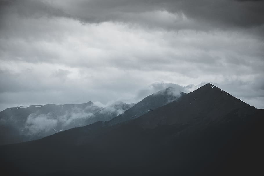 Scenic View of Mountain Under Cloudy Sky, 4k wallpaper, cloudiness HD wallpaper