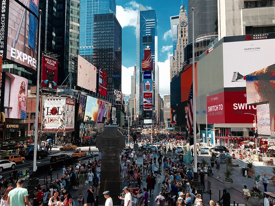 united states, new york, times square, crowd, mass, newyork, HD wallpaper