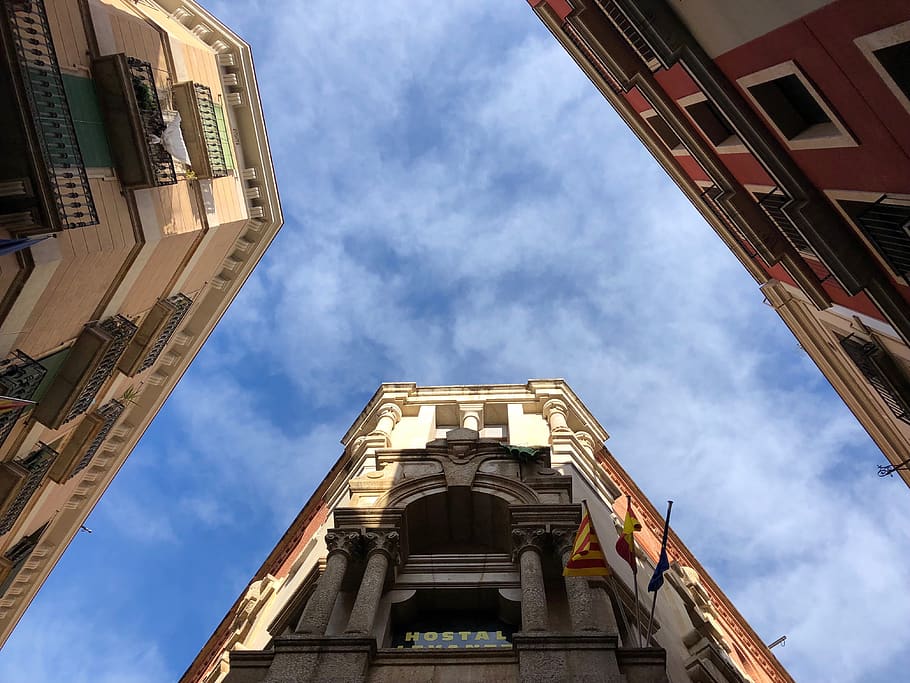 spain, barcelona, architecture, built structure, low angle view HD wallpaper