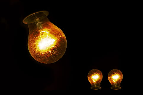 Three Lightened Bulbs Illustration, ball-shaped, bright, burnt HD wallpaper