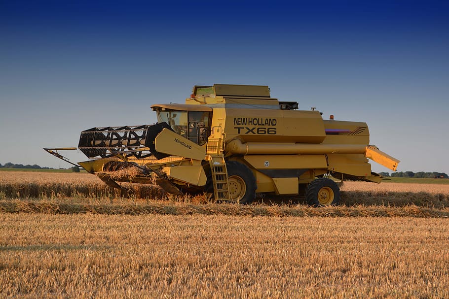 combine harvester, new holland, farm, nature, rolling harvest time, HD wallpaper