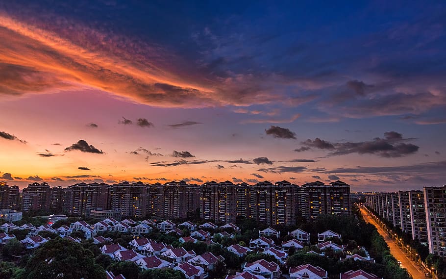 dusk, sunset, sky, clouds, architecture, built structure, cloud - sky HD wallpaper