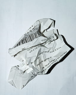 official receipt on white surface, aluminium, money, foil, barcode HD wallpaper