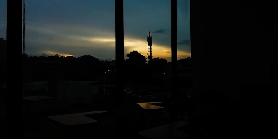 college, sunset, window, sky, panama, tower, wallpaper, silhouette HD wallpaper