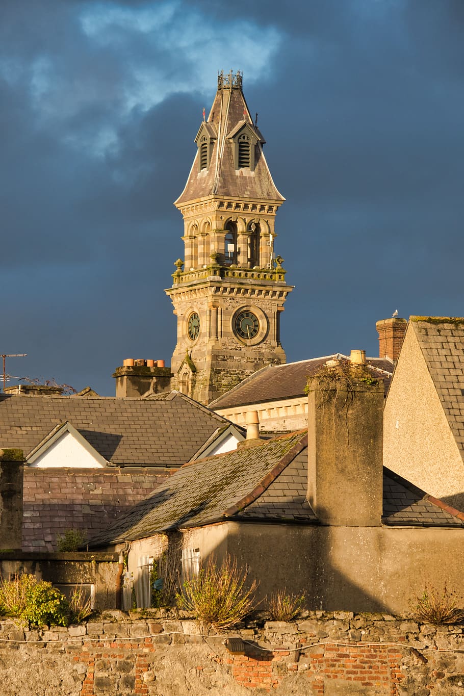 steeple, church clock, sky, clock tower, sligo, ireland, architecture HD wallpaper