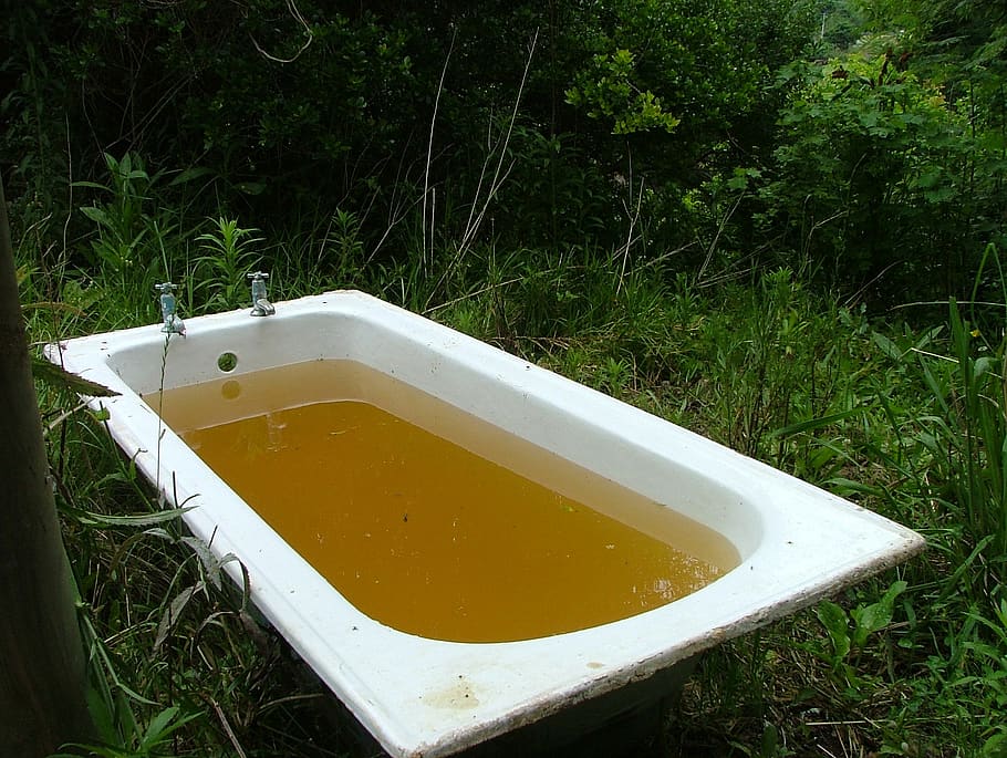 bath, taps, outdoor bath, outside bath, rainwater, rainwater bath HD wallpaper