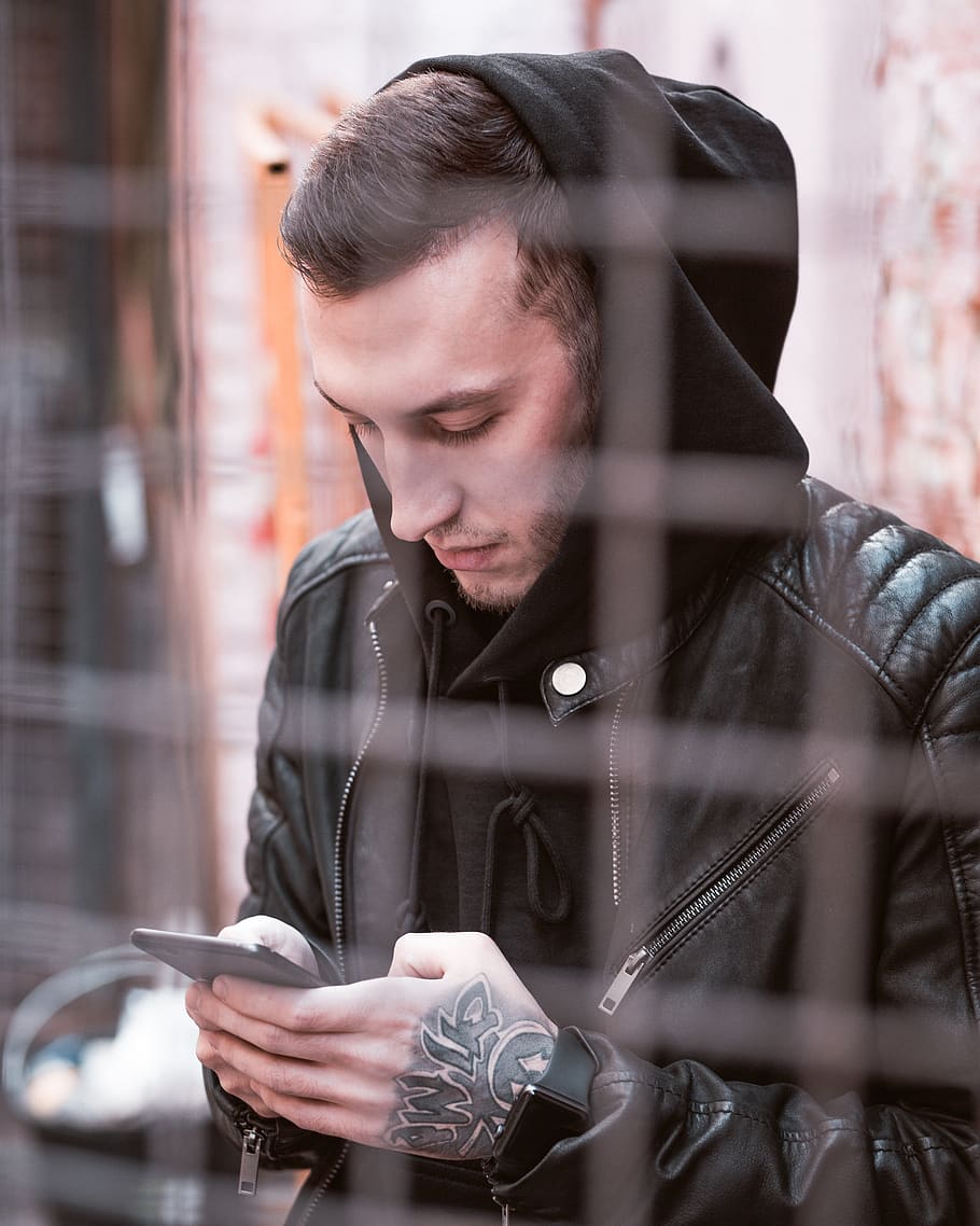 man using smartphone, wireless technology, young adult, communication HD wallpaper