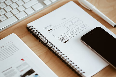 Webdesign Layout Sketching, designing, desk, diary, iphone, keyboard HD wallpaper
