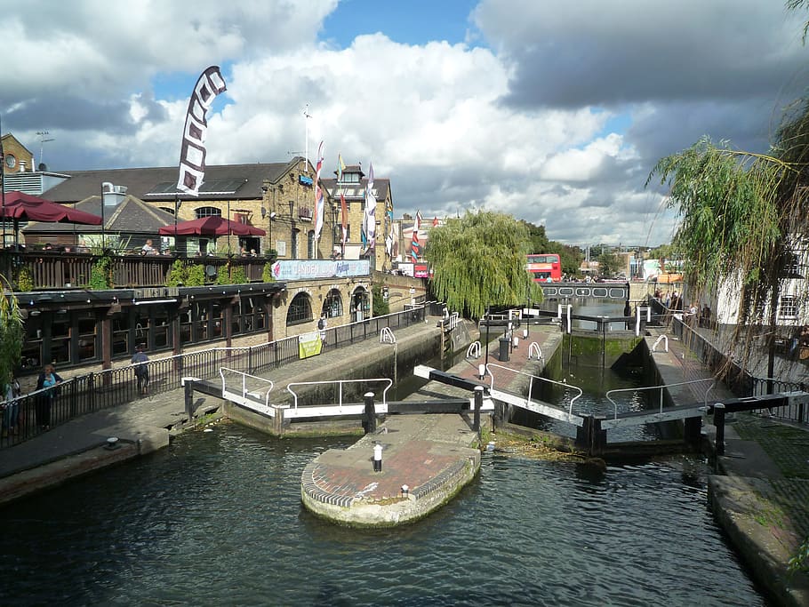 london, united kingdom, camden town, canal, britain, camden lock, HD wallpaper