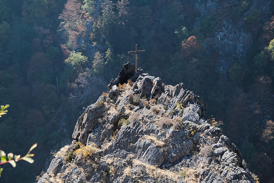 resin, summit, summit cross, rosstrappe, view, rock, mountain HD wallpaper