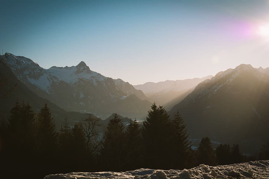 landscape, winter, snow, nature, mountains, mountain peaks HD wallpaper