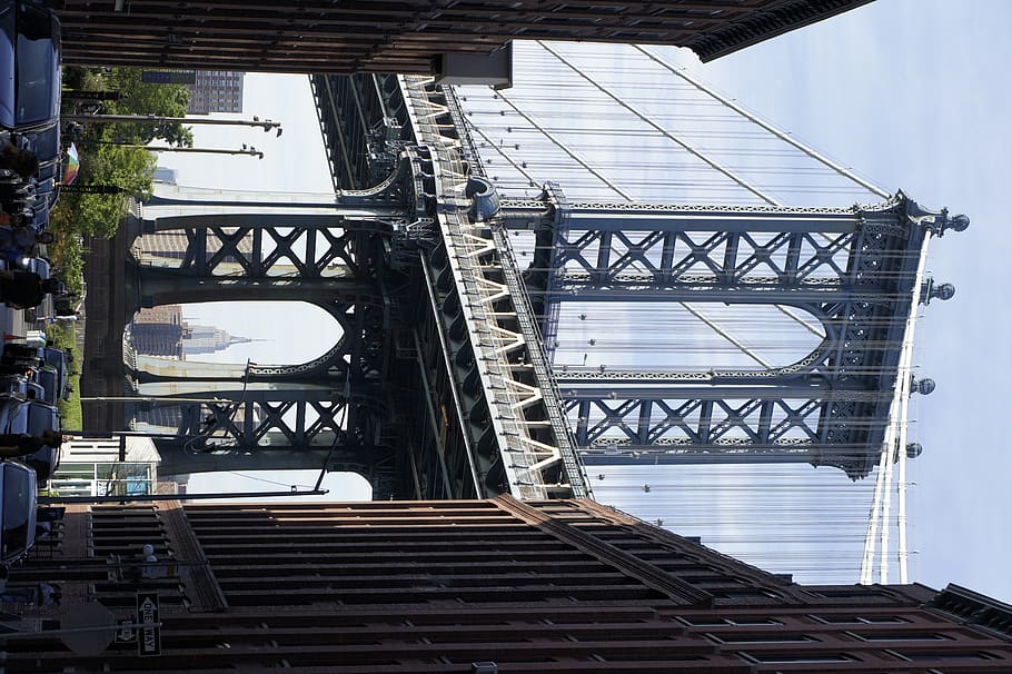 gray cable bridge, person, human, building, car, vehicle, automobile HD wallpaper