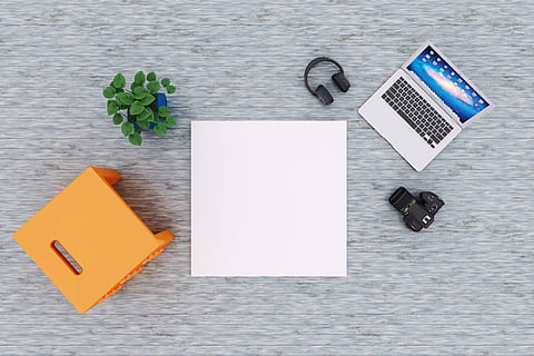 notebook, laptop, poster, mockup, indoor, interior, camera HD wallpaper