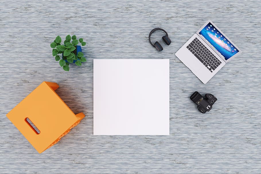 notebook, laptop, poster, mockup, indoor, interior, camera HD wallpaper