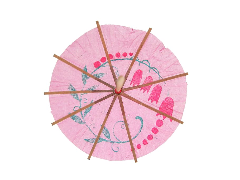 coctail, umbrella, isolated, stick, tropical, white, red, beverage HD wallpaper
