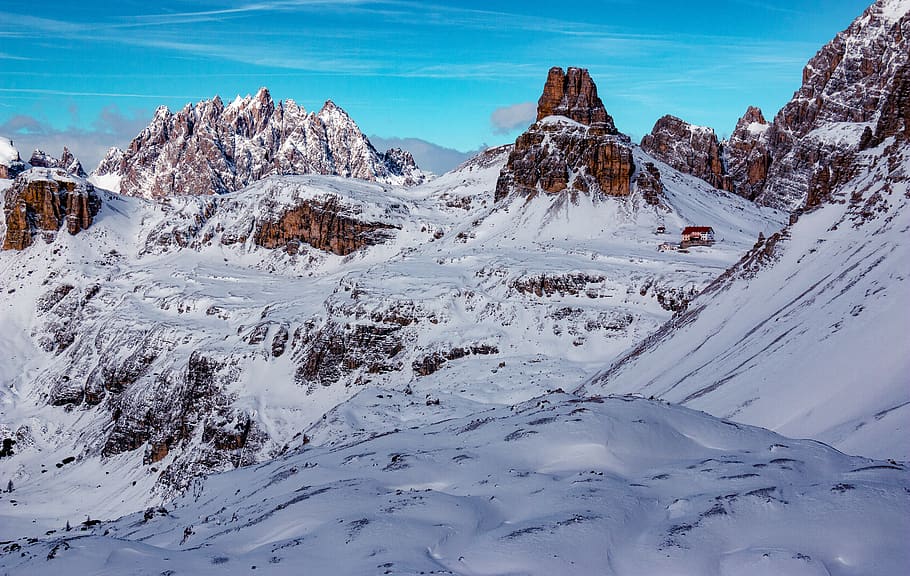 snow covered mountain under cloudy sky, outdoors, nature, ice HD wallpaper