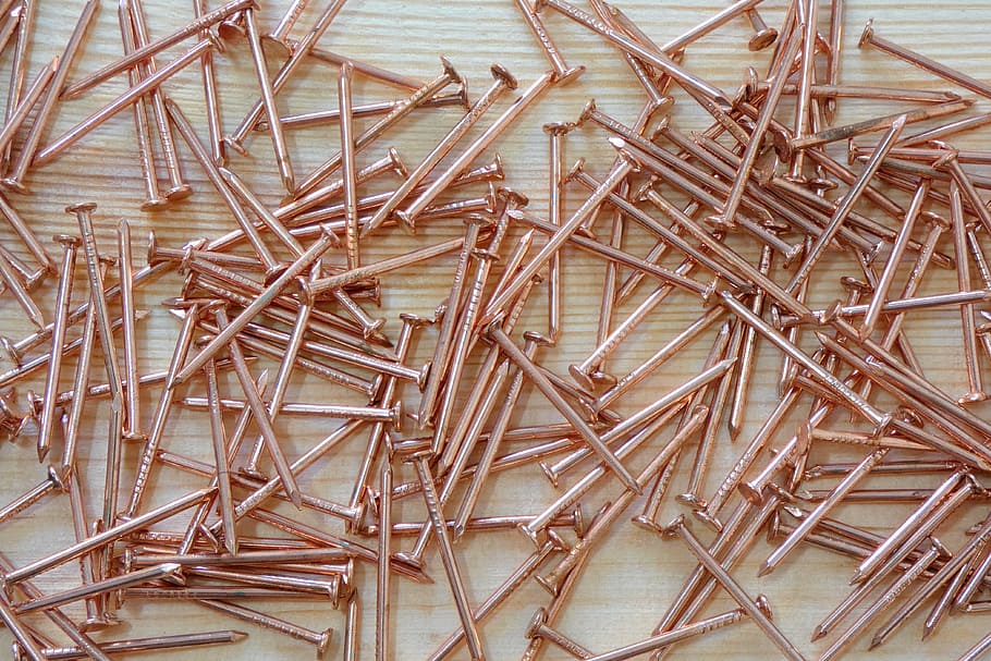 Photo of Pile Of Copper Nails, bronze, close-up, fastener, hardware, HD wallpaper