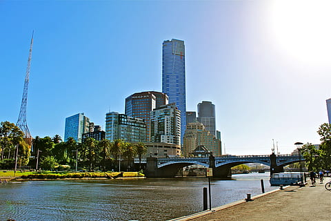australia, melbourne, light, backlighting, city, victoria, cityscape HD wallpaper
