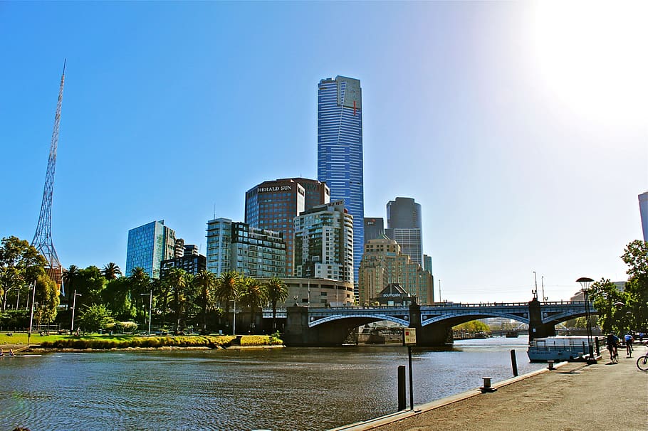 australia, melbourne, light, backlighting, city, victoria, cityscape HD wallpaper
