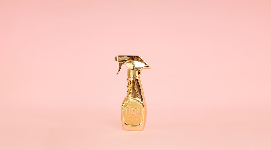 gold spray bottle, kiev, indoors, sink faucet, perfume, shaker HD wallpaper