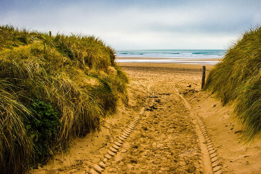 nature, sky, landscape, sand, travel, grass, beach, sea, water HD wallpaper