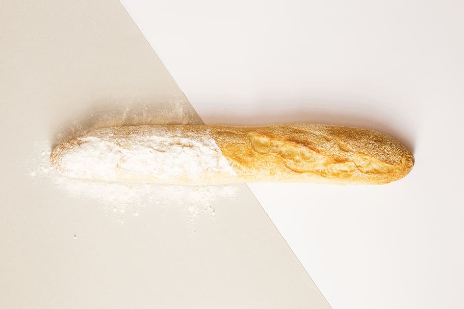 Baguette on White Surface, baked, baking, bread, close-up, delicious HD wallpaper