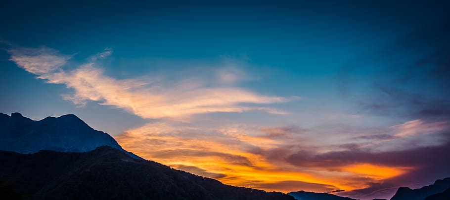 nature, outdoors, sky, sunrise, mountain range, cloud, dawn HD wallpaper