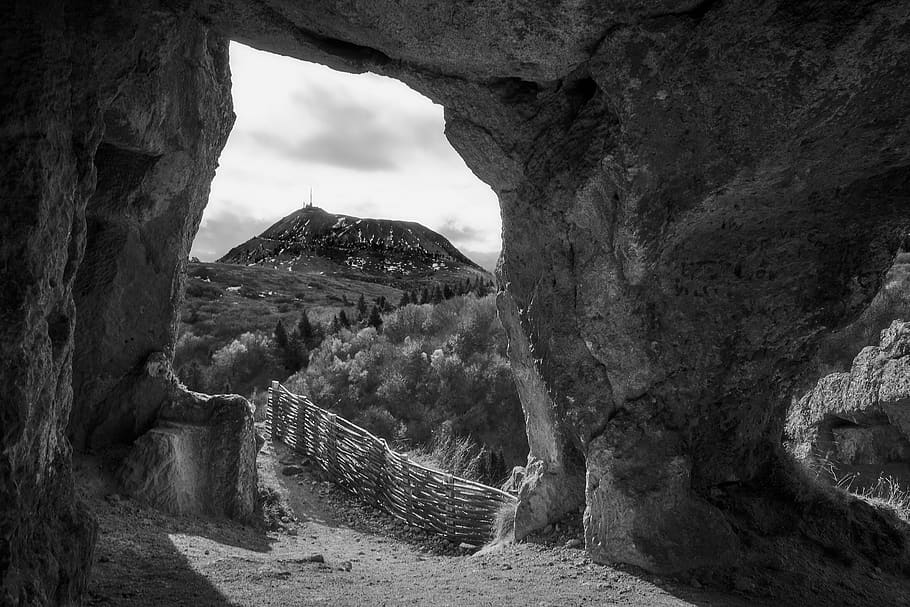 nature, rock, ground, orcines, france, outdoors, bunker, building HD wallpaper