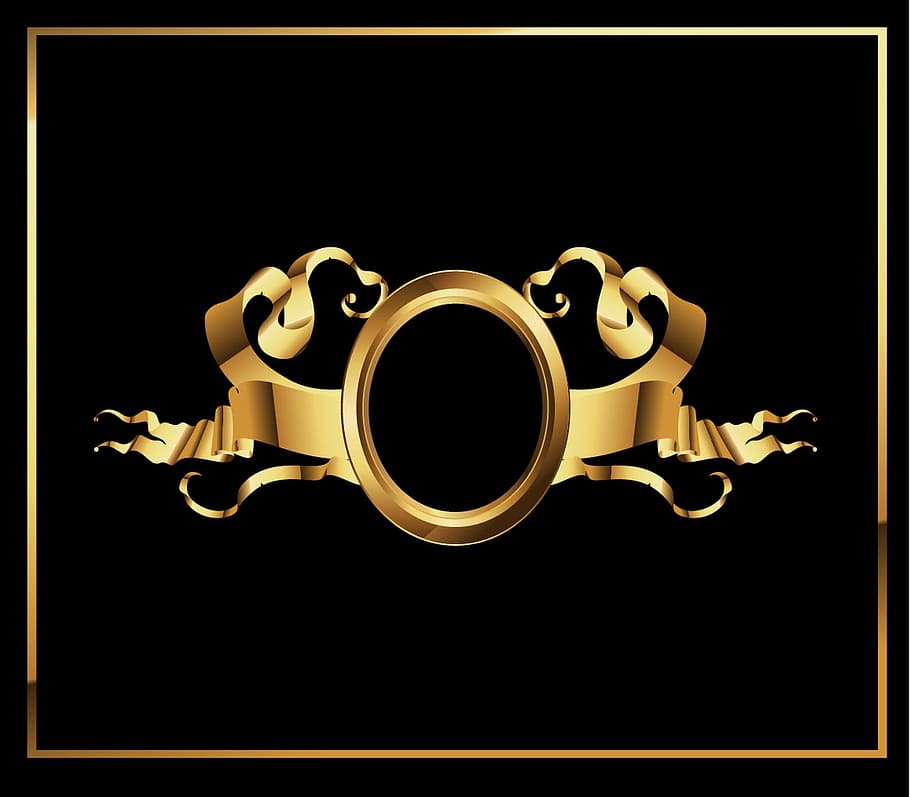 ribbon, gold, texture, graphic, graphical, no people, black background HD wallpaper