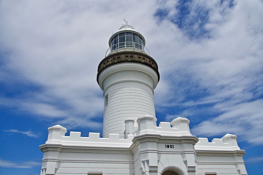 lighthouse, warning, beacon, architecture, white, building exterior HD wallpaper