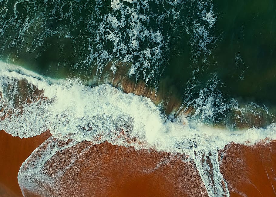 Aerial View Photography of Seashore at Daytime, beach, cold, daylight HD wallpaper