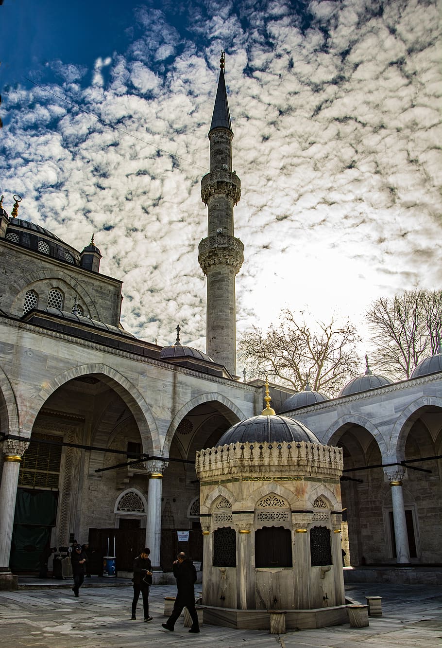 cami, cloud, sky, istanbul, clouds, architecture, background HD wallpaper