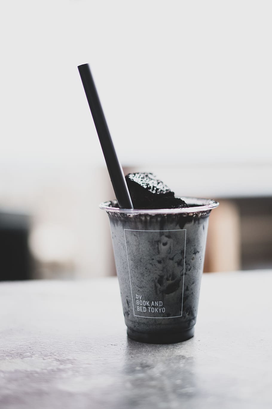 black beverage with sipping straw, cup, drink, coffee, bokeh HD wallpaper