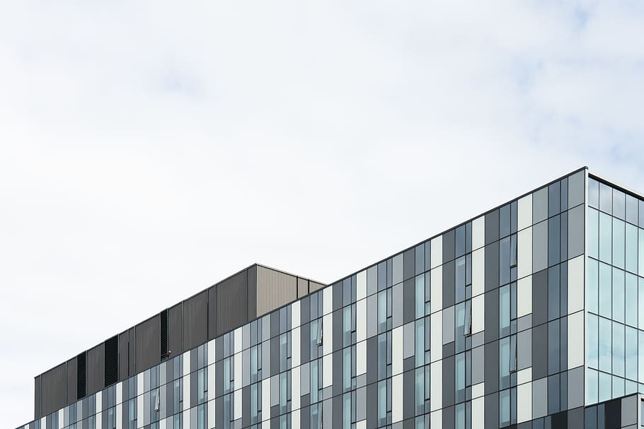 gray building, office building, city, urban, town, high rise HD wallpaper