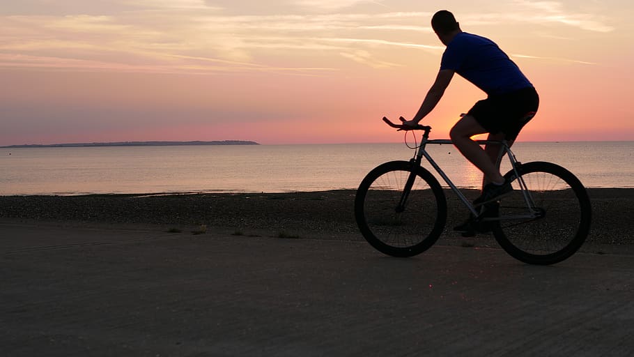 united kingdom, whitstable, sunset, bicycle, ride, cycling, HD wallpaper