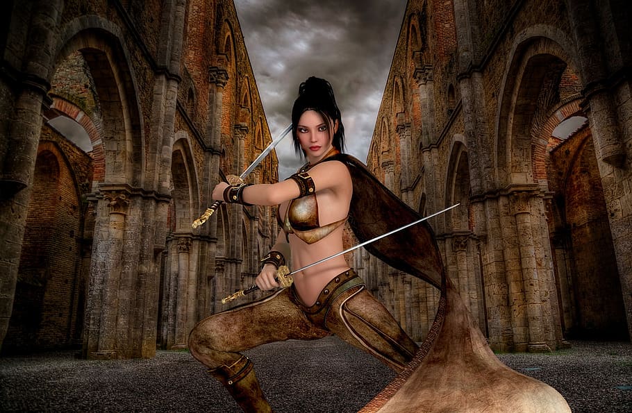 HD wallpaper: woman, warrior, art, adult, female, warrior woman, fantasy 30...