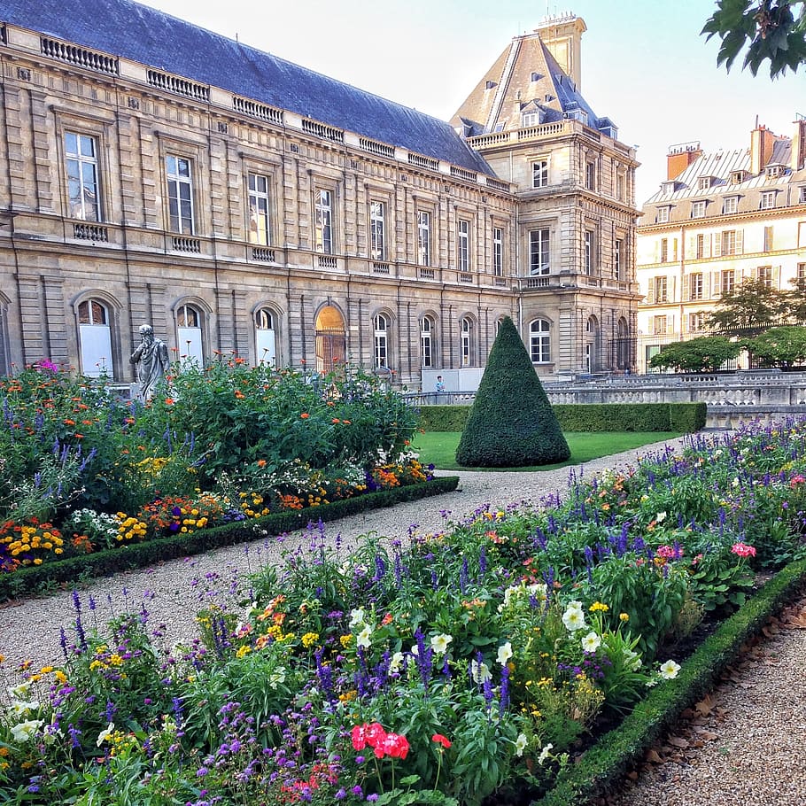 francia, parigi, odéon, color, green, trees, hd wallpaper, HD wallpaper