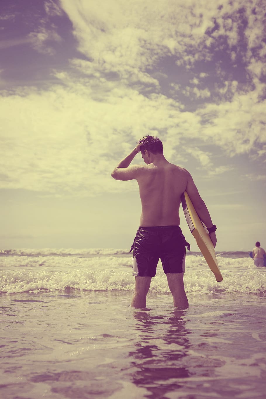 sea, ocean, summer, waves, warm, vintage, water, rear view HD wallpaper