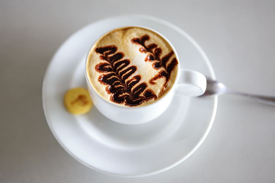 Cappucinno in Cup, breakfast, caffeine, cappuccino, ceramic, coffee HD wallpaper
