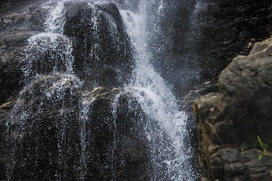australia, never never, waterfall, forest, rocks, motion, splashing HD wallpaper