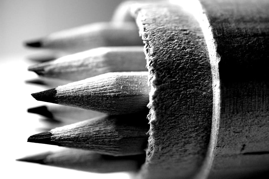 pencil, color, sharpener, art, drawing, design, black and white HD wallpaper