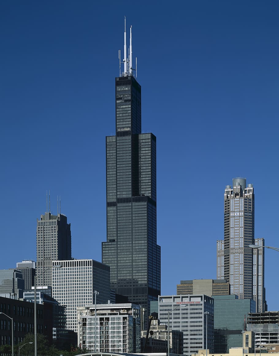 tower, sears, skyline, chicago, downtown, cityscape, illinois