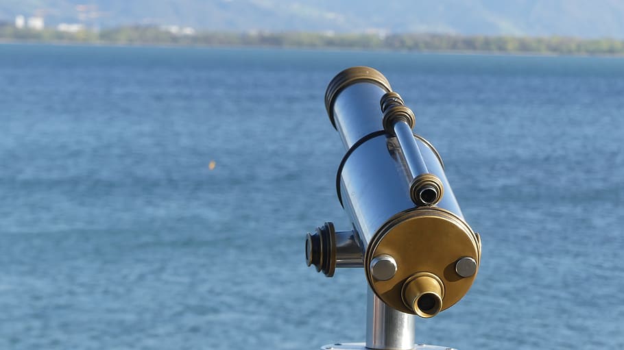 binoculars, water, view, nature, travel, lake, waters, blue HD wallpaper
