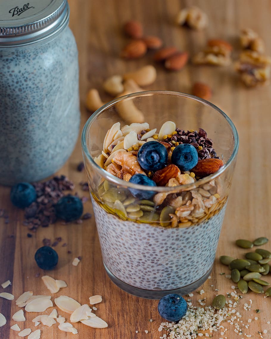 clear drinking glass with seeds, food and drink, healthy eating HD wallpaper