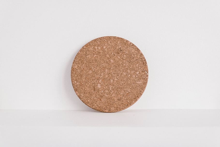 Round Brown Coaster, corkboard, cutout, design, indoors, round out, HD wallpaper