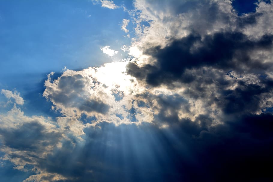 sky, cloud, cloudy, blue, smoke, nature, cloud - sky, sunlight HD wallpaper